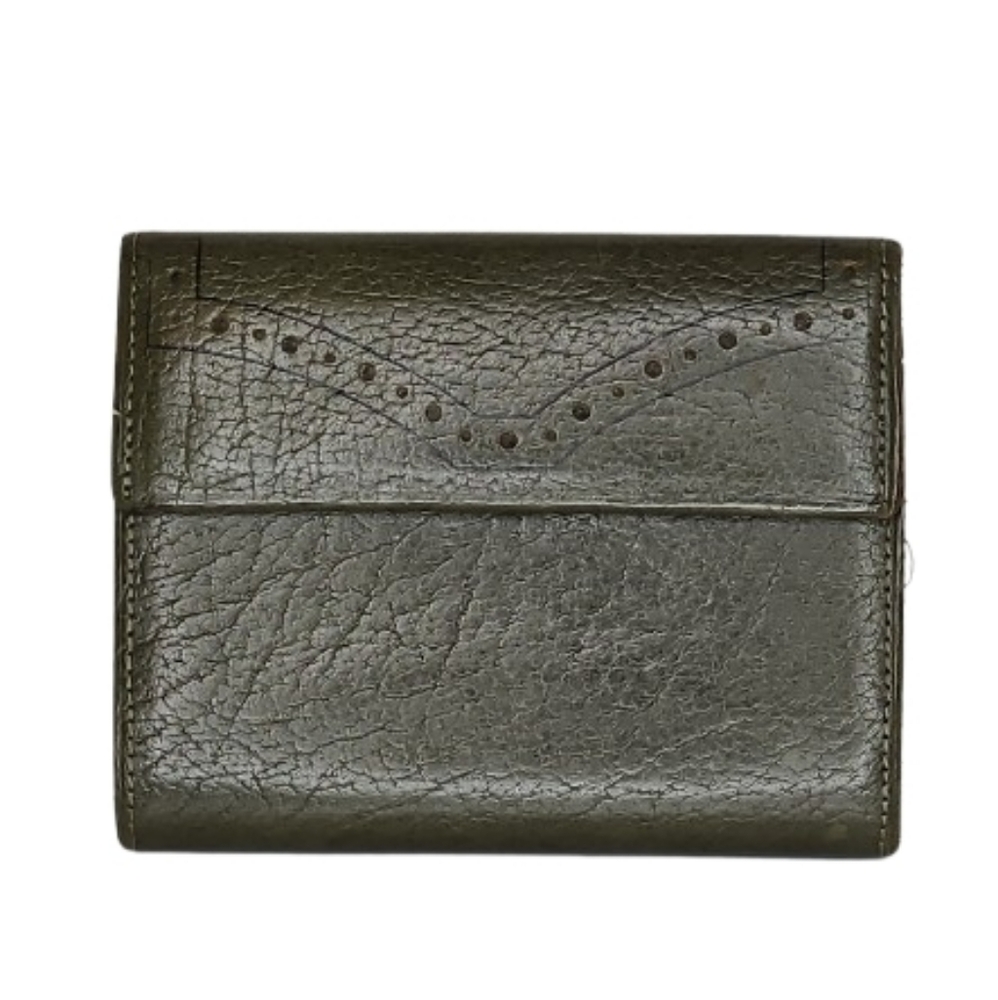 Princess Gardener Dark Green Textured Cards Picture Wallet Genuine Cowhide